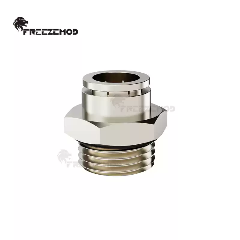 FREEZEMOD散热器水箱旋转硬管接头G1/2内外牙六角扳手位黄铜镀镍