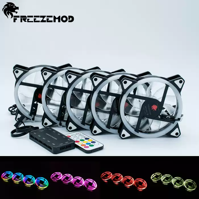 FREEZEMOD电脑12CM全彩风扇RBW-CH液压轴承CE认证366种模式渐变