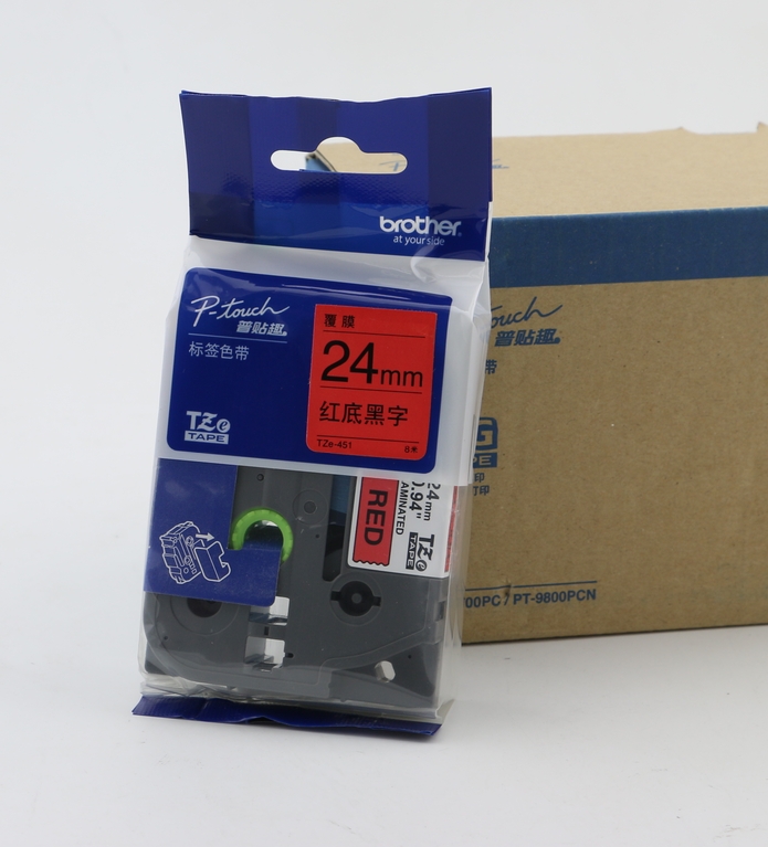 兄弟原装标签色带24mm红底黑字