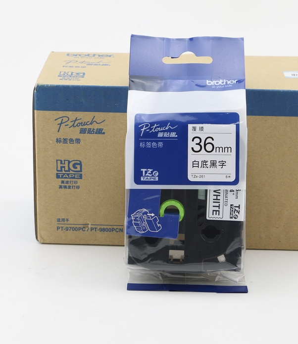 兄弟原装标签色带36mm白底黑字