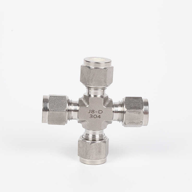 双卡套四通管接头