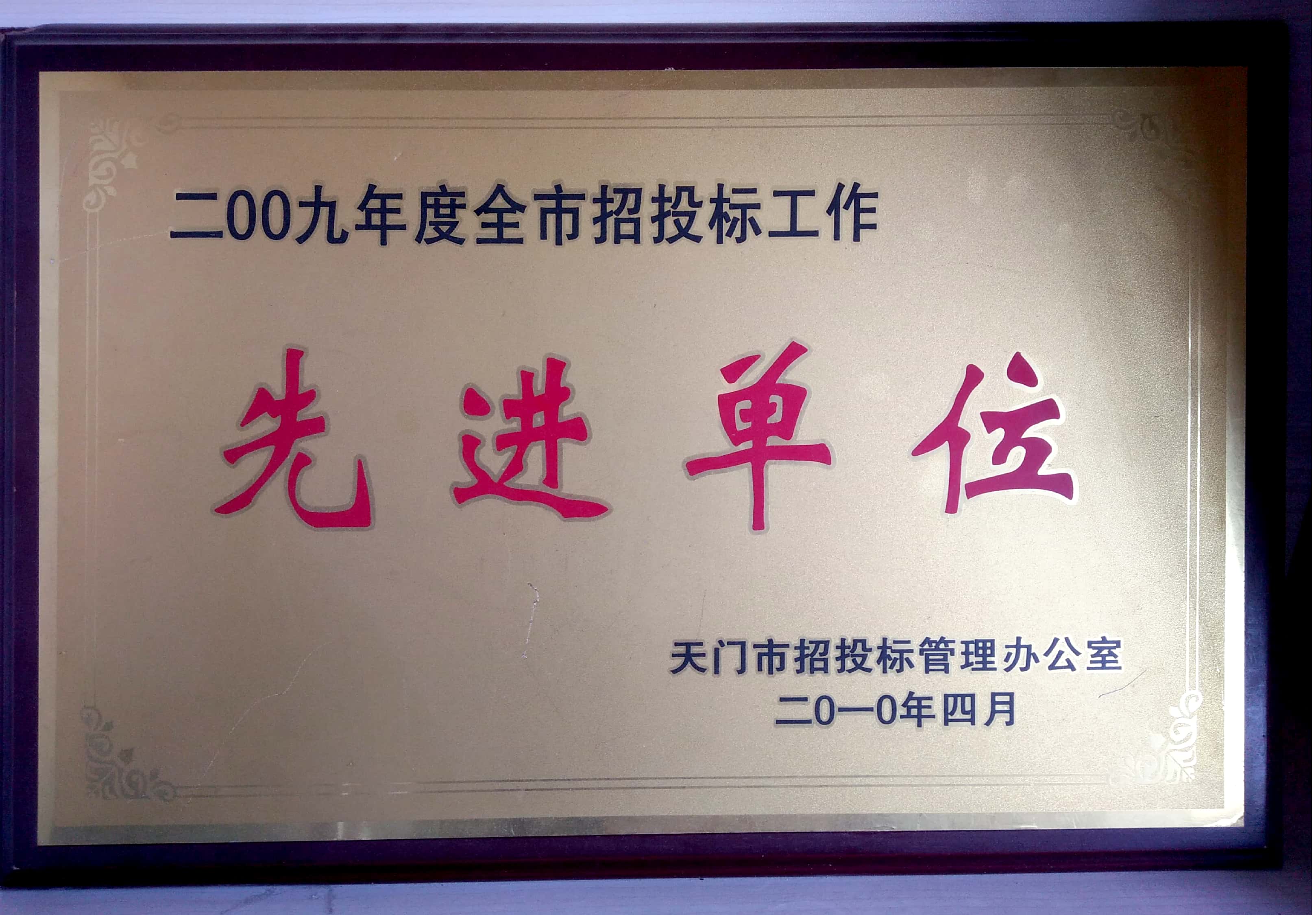 2009年天门招标办先进单位