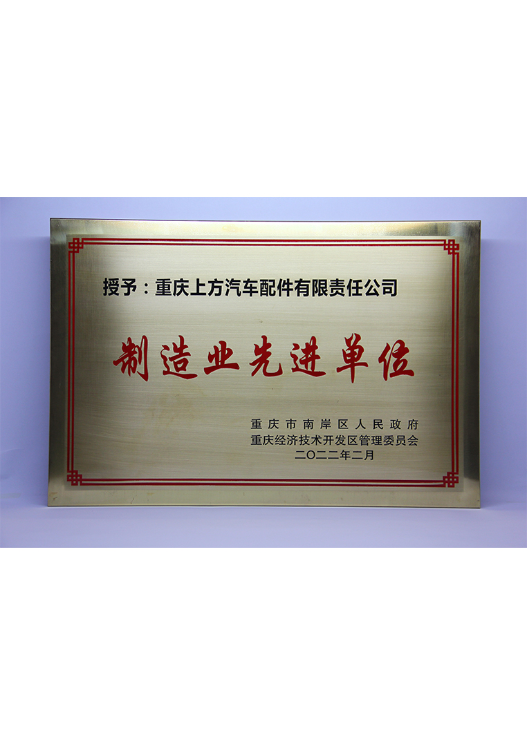 
	重庆市南岸区制造业先进单位 
