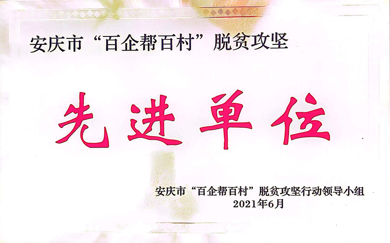 安庆市“百企帮百村”脱贫攻坚先进单位