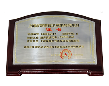 上海市高新技術(shù)成果轉(zhuǎn)化項目證書