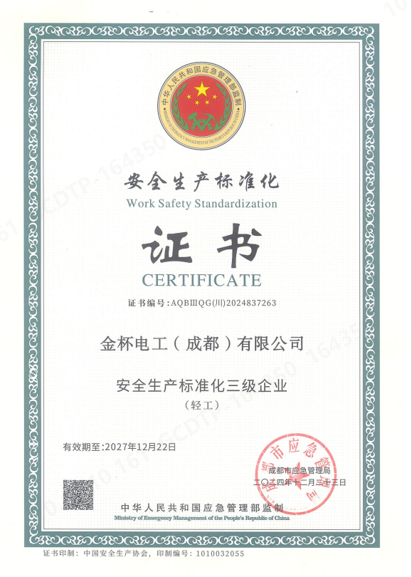 安全生产标准化证书