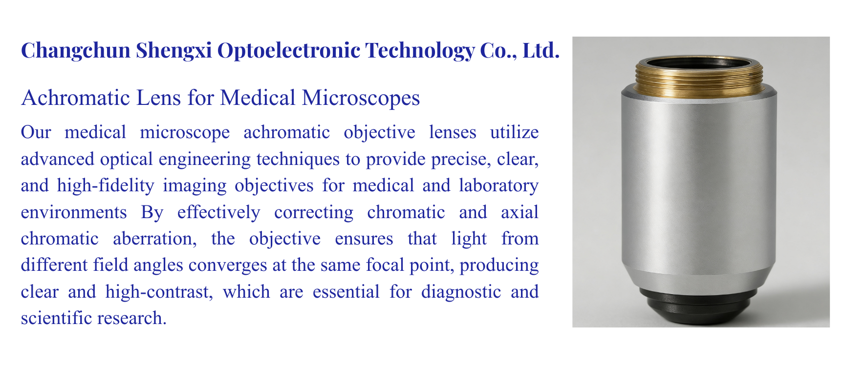 Achromatic Lens for Medical Microscopes