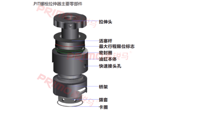 单级螺栓拉伸器剖面图