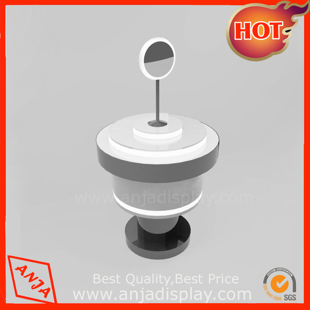 Wooden display stand with mirror