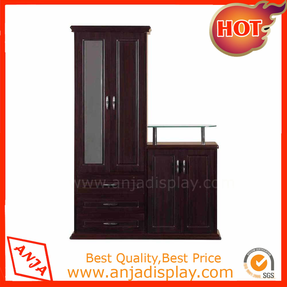 Wooden display cabinet with mirror