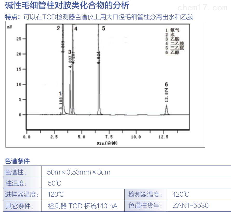 碱性毛细管柱对胺类化合物的分析