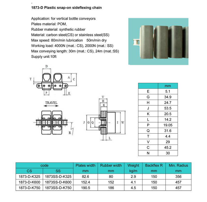 Plastic side flex chains 1873-D