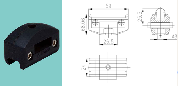 clampls for conical side guide rail