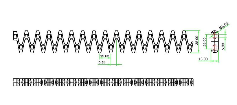 side flex flush grid modular belts 