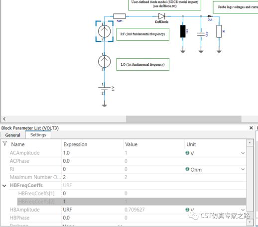 CST微波混频电路 --- 频线任务，谐波平衡（Harmonic Balance）