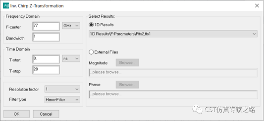 CST直角反射器 --- A求解器， 远场源, 距离像， 逆ChirpZ变换（ICZT）