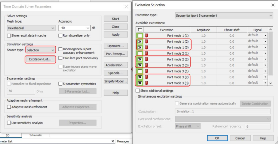CST软件如何选择波导端口的部分模式计算S参数