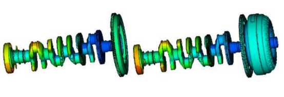 图6 无TVD 时曲轴飞轮组扭转模态