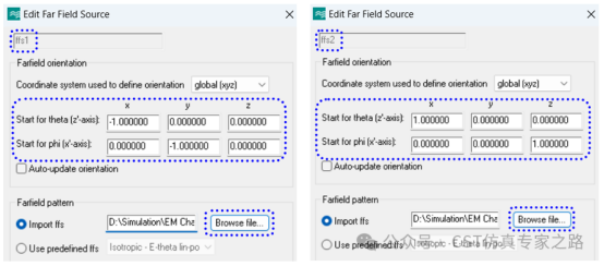 導(dǎo)入發(fā)射機(jī)和接收機(jī)的方向圖并修改其在室內(nèi)環(huán)境中的放置方向