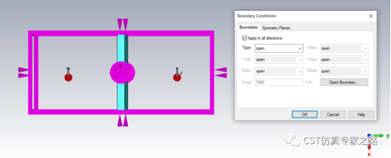 如何在CST中设置自由边界