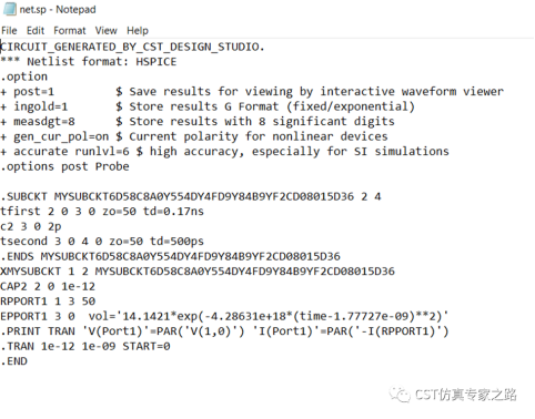如何在CST中进行HSPICE仿真