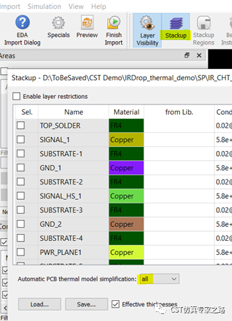 PCB热仿真2--直流热源（IR drop）+ 元件热源_CST仿真案例