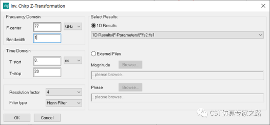 CST直角反射器 --- A求解器， 远场源, 距离像， 逆ChirpZ变换（ICZT）