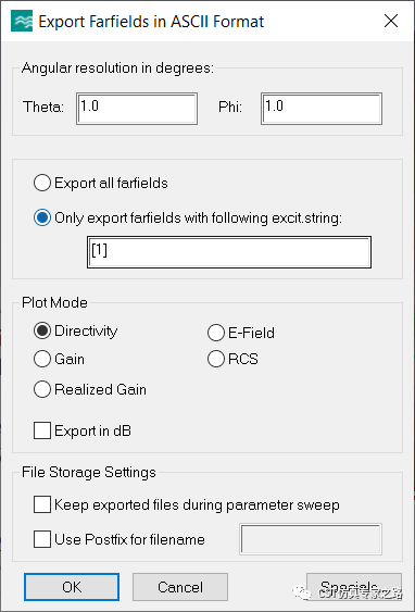CST如何导出和查看farfield远场数据 --- ffs，txt，csv