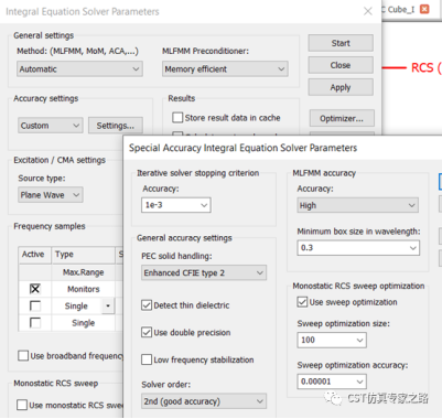 CST软件的正方体RCS --- 双站， T,F,I 求解器对比