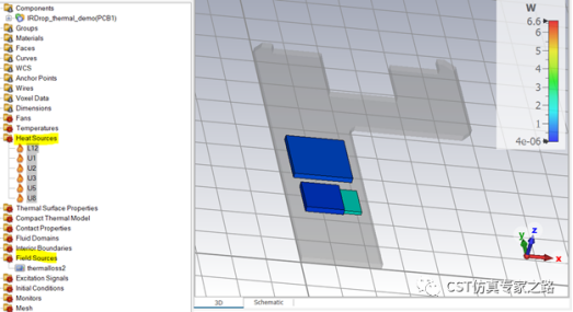 PCB热仿真2--直流热源（IR drop）+ 元件热源_CST仿真案例