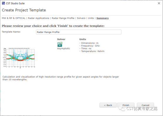 CST直角反射器 --- A求解器， 远场源, 距离像， 逆ChirpZ变换（ICZT）