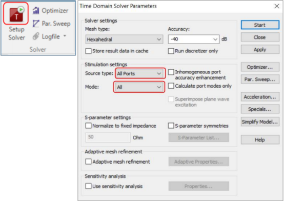 CST软件如何选择波导端口的部分模式计算S参数