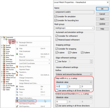 CST如何对模型进行局部网格加密
